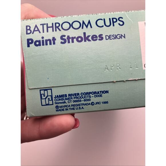 Vintage Dixie Cups Paint Strokes Box 3oz Cups 1995 Open Box 87 Cups Paint Stroke - Picture 8 of 12